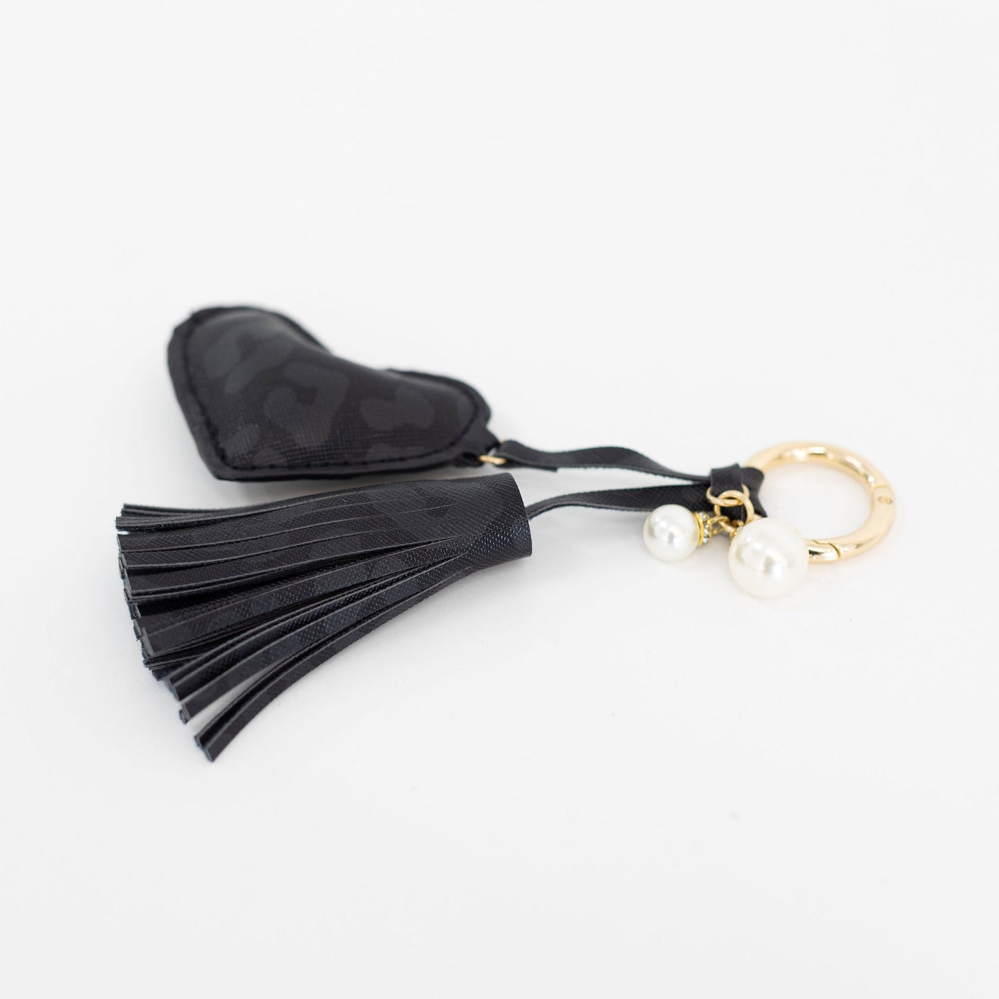 Black Leopard Dusti Rose Heart Keychain