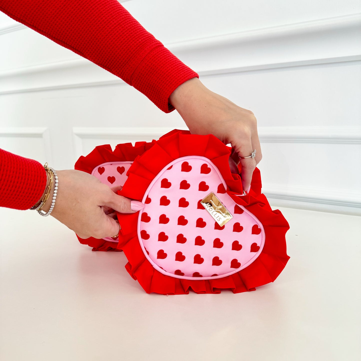 Cupid's Collection Heart Ruffle Pouch