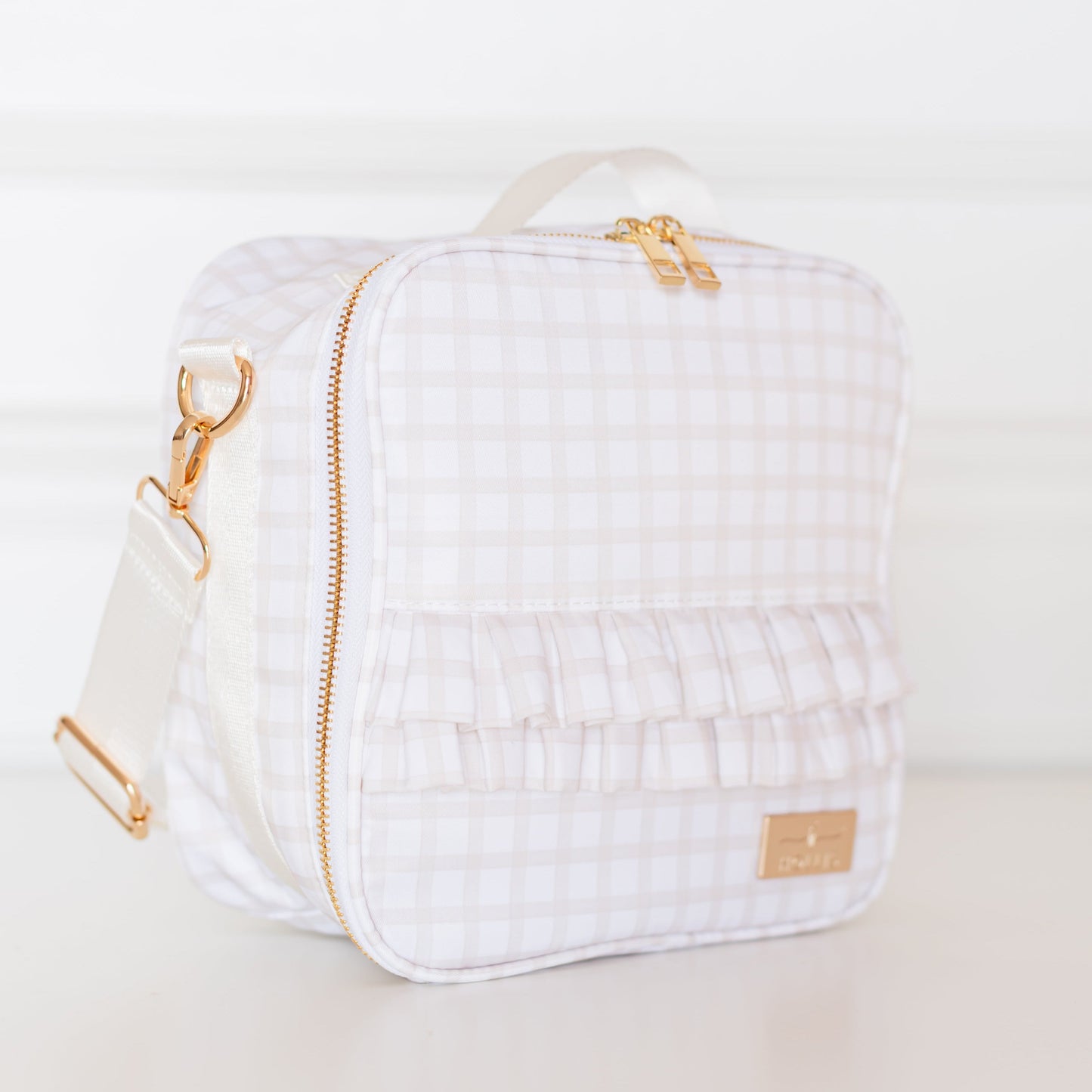 Nude Plaid Ruffled Nylon Lunchbox