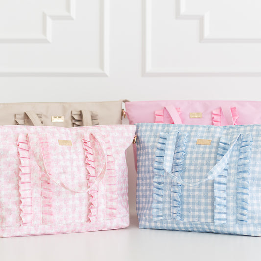 Ruffled Nylon Tote Bag