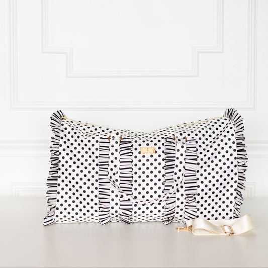 Polka Stripe Ruffled Nylon Weekender