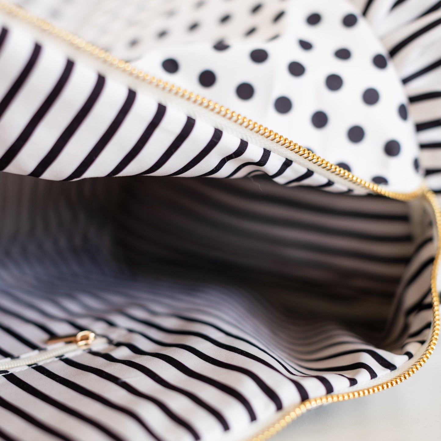 Polka Stripe Ruffled Nylon Weekender