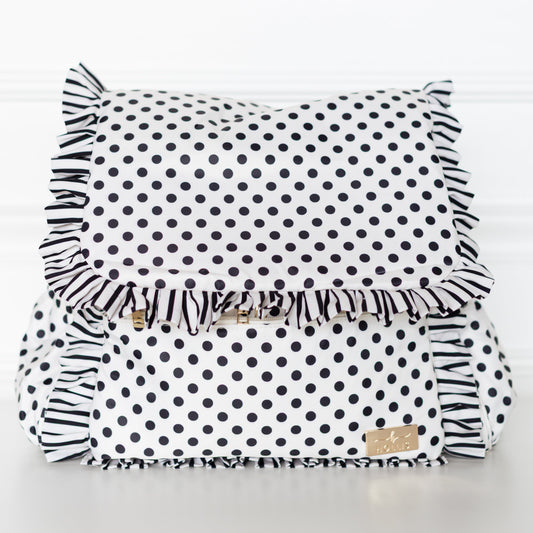 Polka Stripe Ruffled Nylon Diaper Bag
