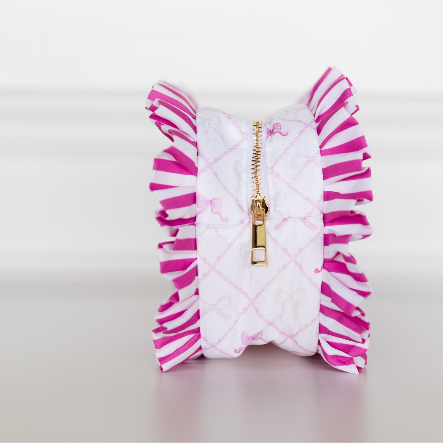 Goldie Girl Bows Ruffled Nylon Large Clear Pouch