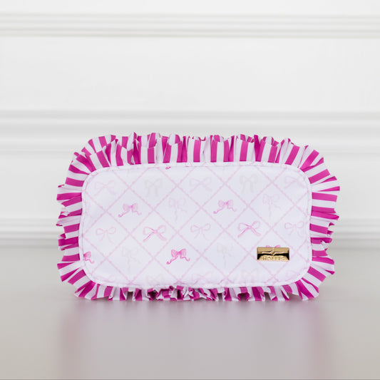 Goldie Girl Bows Ruffled Nylon Medium Pouch