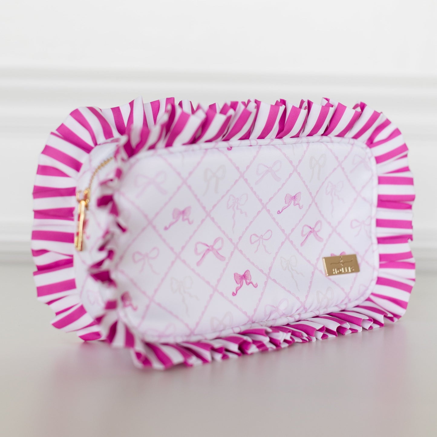 Goldie Girl Bows Ruffled Nylon Medium Pouch
