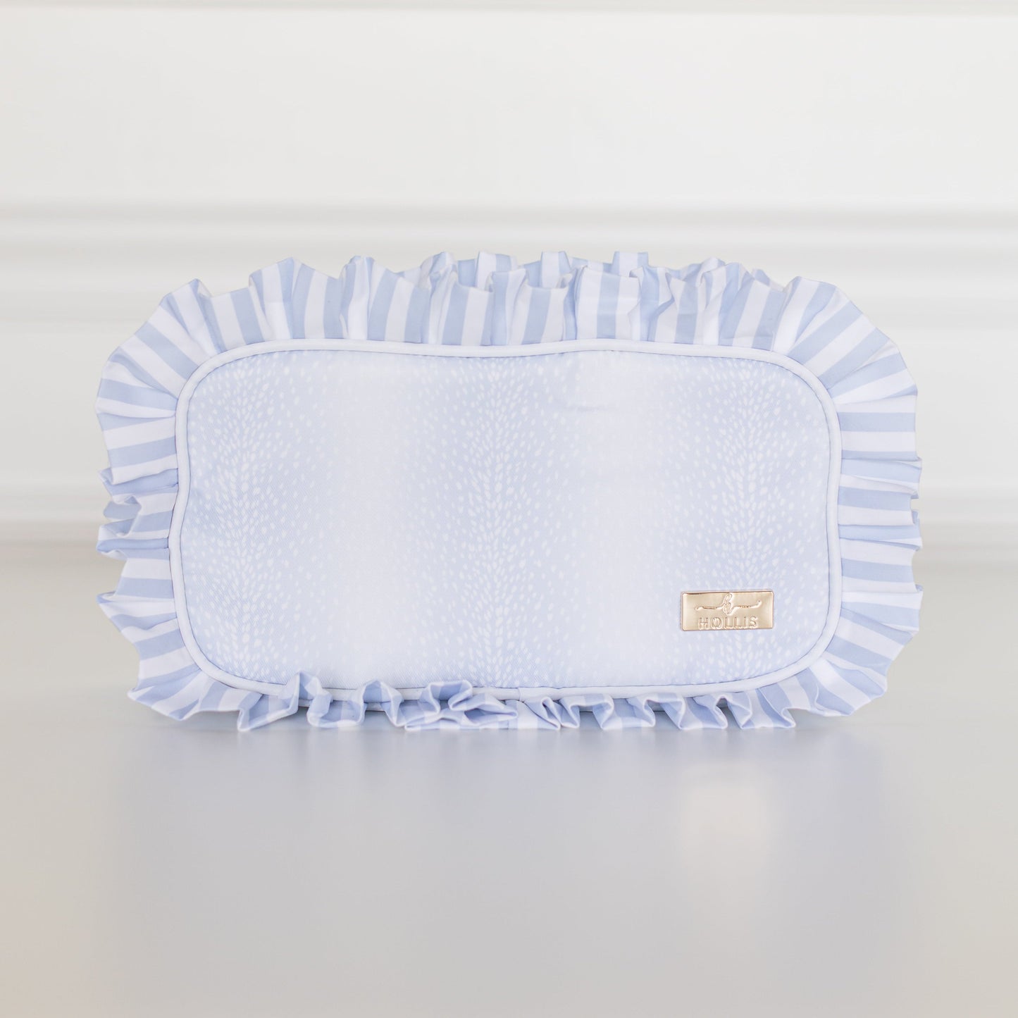 Blue Fawn Ruffled Nylon Large Clear Pouch