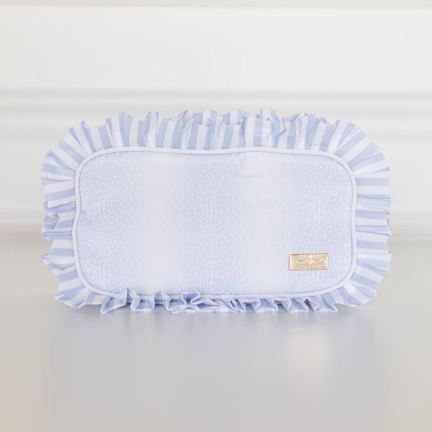 Blue Fawn Ruffled Nylon Medium Pouch