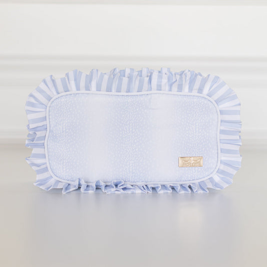Blue Fawn Ruffled Nylon Medium Pouch