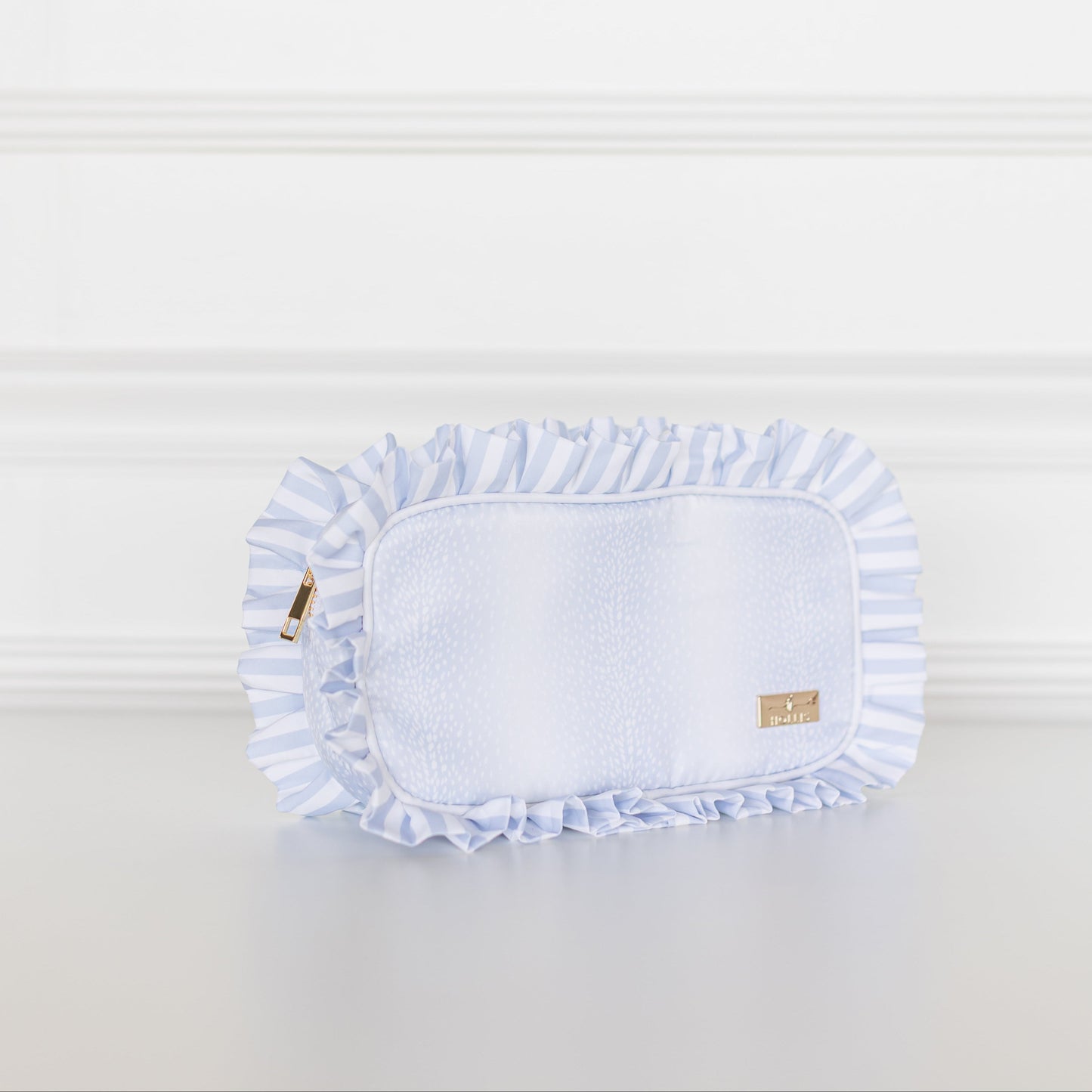 Blue Fawn Ruffled Nylon Medium Pouch